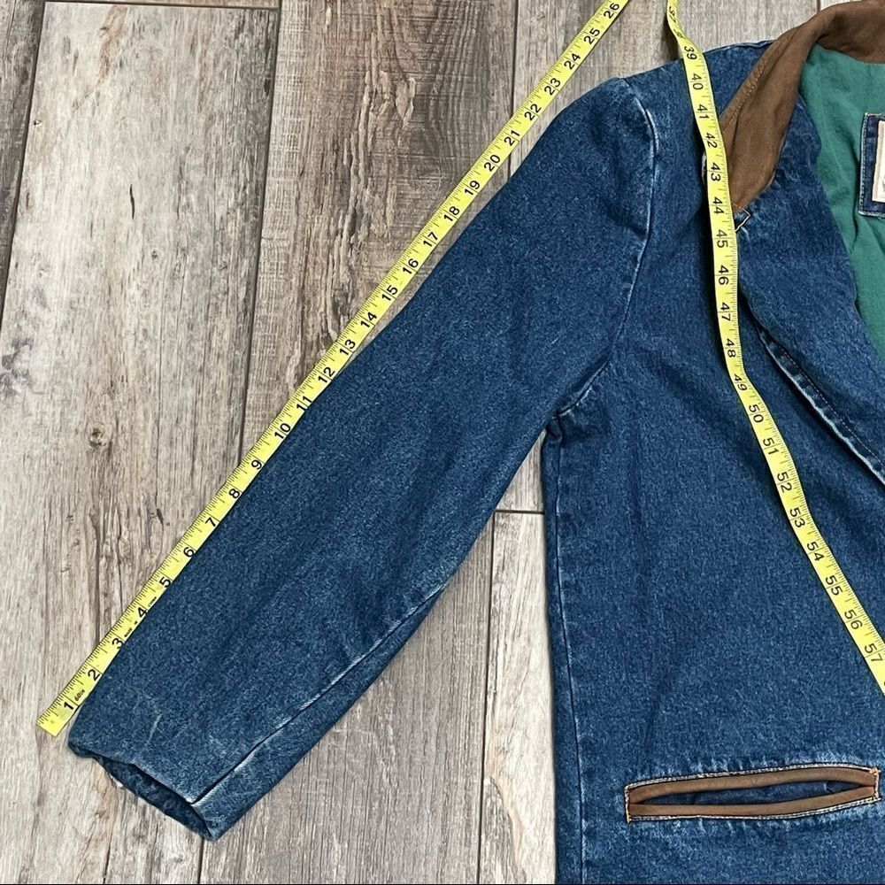 Vintage Forenza Blue Denim with Leather Collar Jacket Size Medium - Picture 16 of 16